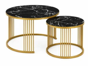 Tables Basses Gigognes Noir Marbré & Doré – Style Luxe