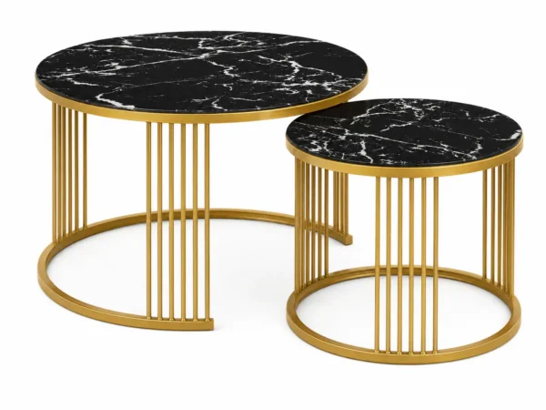 Tables Basses Gigognes Noir Marbré & Doré – Style Luxe Tables Basses Gigognes Noir Marbré & Doré – Style Luxe