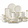 Service de Vaisselle VIP 32 Pièces – Blanc & Doré Luxe