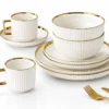 Service de Vaisselle VIP 32 Pièces – Blanc & Doré Luxe
