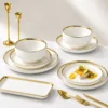 Service de Vaisselle VIP 32 Pièces – Blanc & Doré Luxe