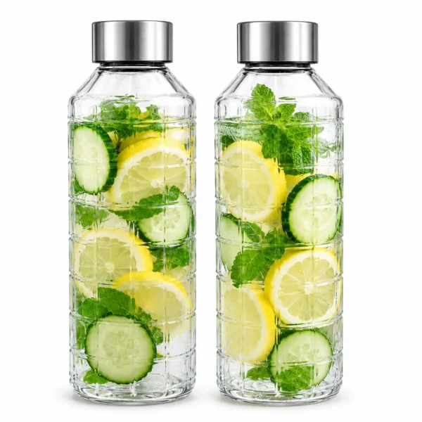 Bouteille en Verre Premium 1L avec Couvercle Inox