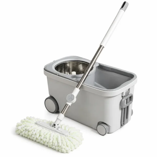Balai Plat Microfibre avec Seau à Essorage Automatique