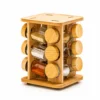 Étagère à Épices Rotative en Bambou 12 Pièces