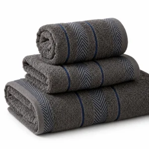Set de Serviettes en Coton Gris Anthracite – 3 Pièces