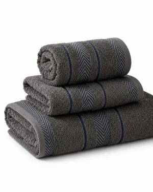 Set de Serviettes en Coton Gris Anthracite – 3 Pièces