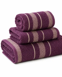 Set de Serviettes en Coton Prune Élégance – 3 Pièces