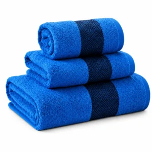 Set de Serviettes en Coton Bleu Électrique – 3 Pièces