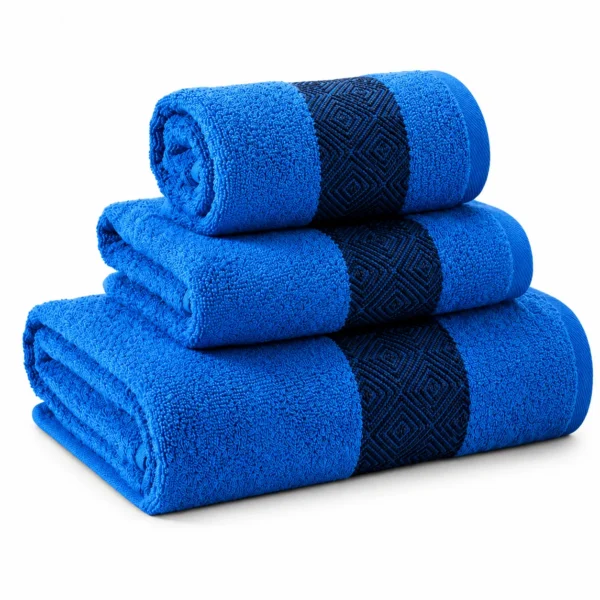 Set de Serviettes en Coton Bleu Électrique – 3 Pièces Set de Serviettes en Coton Bleu Électrique – 3 Pièces