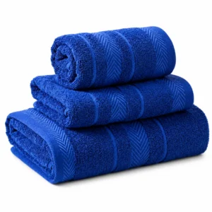 Set de Serviettes en Coton Bleu Royal – 3 Pièces