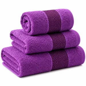 Set de Serviettes en Coton Violet Royal – 3 Pièces