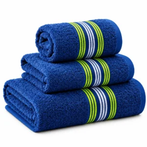 Set de Serviettes en Coton Bleu Énergie – 3 Pièces