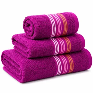 Set de Serviettes en Coton Violet Élégance – 3 Pièces
