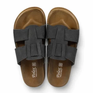 Sandales Confort Noir & Marron Design Tressé