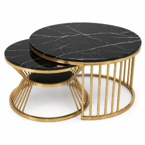 Tables Basses Gigognes Luxe Marbre Noir & Or