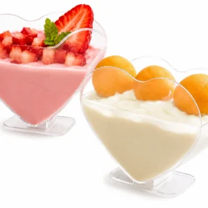 Lot de 10 Coupes Dessert Cœur Transparentes