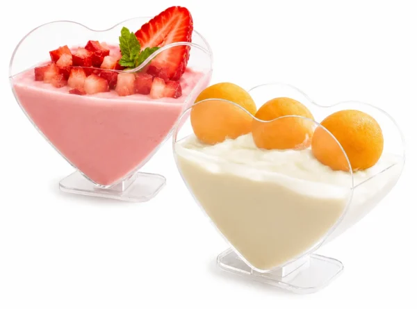 Lot de 10 Coupes Dessert Cœur Transparentes Lot de 10 Coupes Dessert Cœur Transparentes