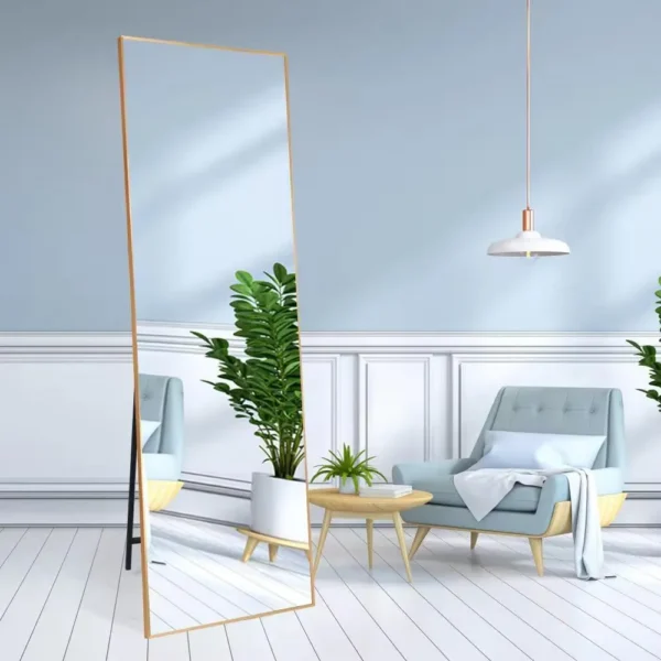 Miroir sur Pied Pleine Longueur Élégance Dorée