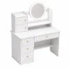 Coiffeuse Blanche avec Miroir LED & Rangements
