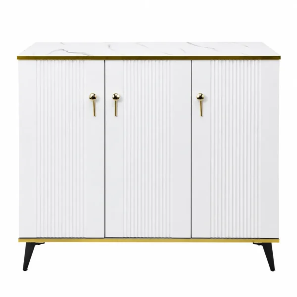 Meuble de Rangement Blanc & Doré à 3 Portes