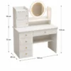 Coiffeuse Blanche avec Miroir LED & Rangements
