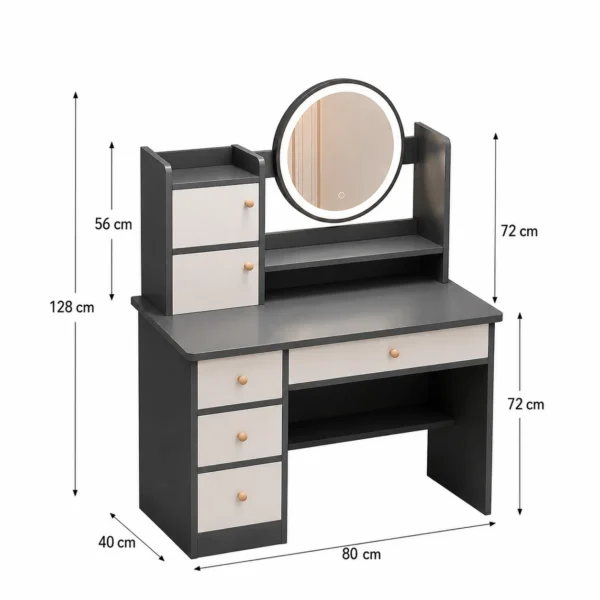 Coiffeuse Moderne avec Miroir LED & Rangements