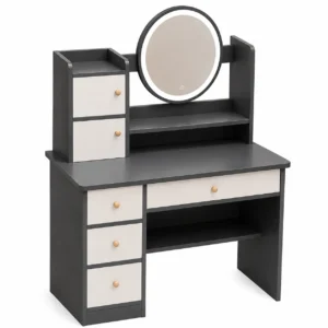 Coiffeuse Moderne avec Miroir LED & Rangements