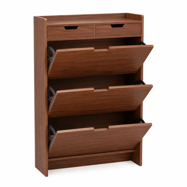 Meuble à Chaussures en Bois avec Rangements Rabattables