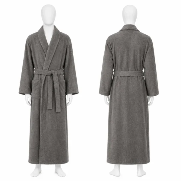 Peignoir Homme Long Gris Confort Peignoir Homme Long Gris Confort
