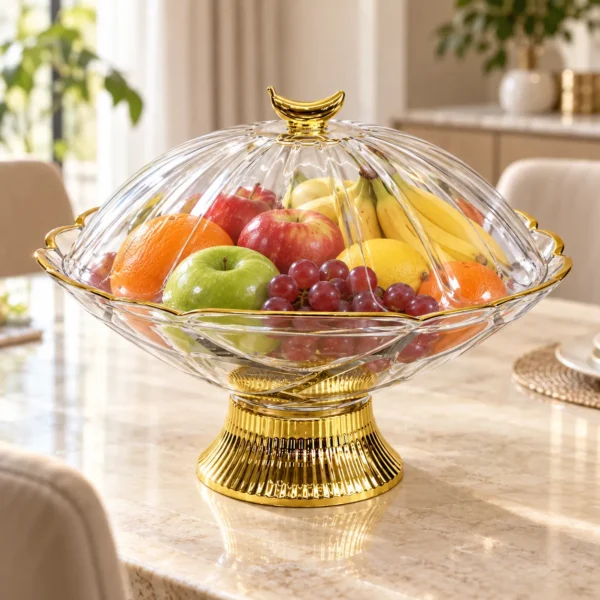 Coupe à Fruits sur Pied avec Couvercle Transparent