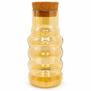 Carafe en Verre Ambré Ondulé avec Bouchon en Liège