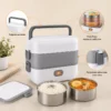 Lunch Box Électrique Multifonction 4-en-1 à Double Compartiment