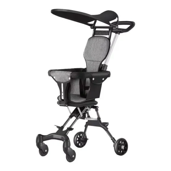 Poussette Bébé Compacte avec Pare-Soleil – Gris & Noir Poussette Bébé Compacte avec Pare-Soleil – Gris & Noir