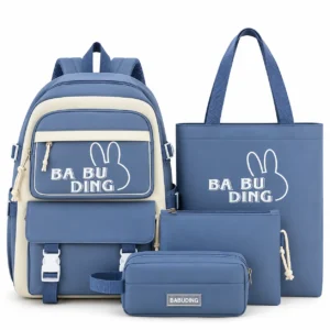 Ensemble de cartables bleu ardoise BABUDING Ensemble sac à dos scolaire 4 pièces avec sac cabas et trousse bleu