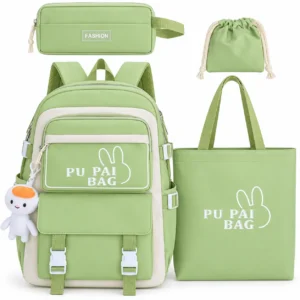 Ensemble de sacs vert pastel assortis Ensemble sac à dos scolaire 4 pièces avec sac cabas et trousse vert pastel